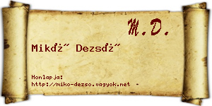 Mikó Dezső névjegykártya