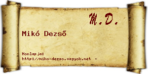 Mikó Dezső névjegykártya